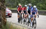 Professional cyclists in five-man breakaway