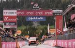 Georg Steinhauser crosses finish line as winner of stage 17 of Giro d'Italia for EF Education-EasyPost