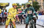 Tadej Pogacar and Biniam Girmay in stage 8 of Tour de France 2024